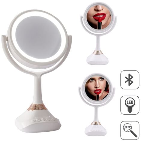 Kosmetikspiegel 1- und 5-fach Vergrößerung LED Beleuchtung Bluetoothlautsprecher Rasierspiegel Spiegel Badezimmer Tischspiegel Beleuchtet Schminkspiegel Handy