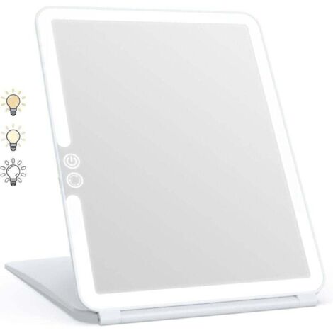 Kosmetikspiegel, beleuchteter Kosmetikspiegel mit 72 LEDs, 2000 mAh USB-aufladbarer LED-Spiegel, Touchscreen-Reisespiegel (Weiß)