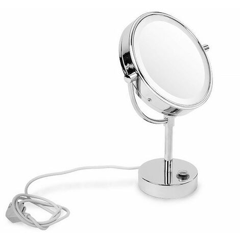 Stand-Kosmetikspiegel mit LED-Beleuchtung | Verchromt | Mit Vergrößerung