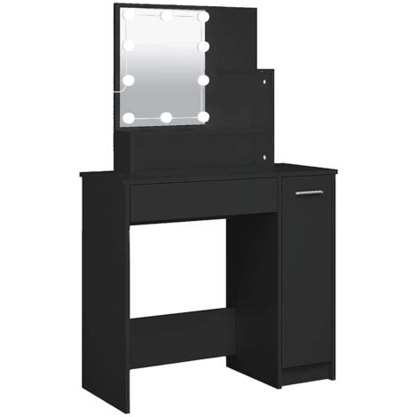 Kosmetiktisch mit LED schwarz 86,5x35x136 cm