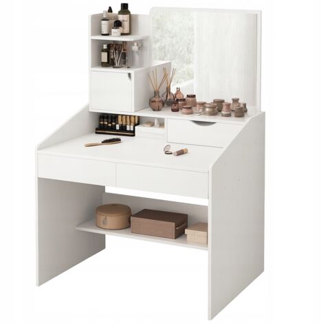 Kosmetiktisch mit Make-up-Spiegel, weiß, groß, skandinavischer Stil