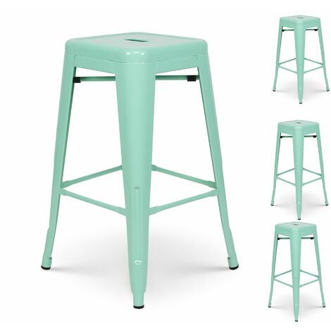 KOSMI - 4er-Set Barhocker mintgrün glänzend Industrial Style - Höhe 66cm