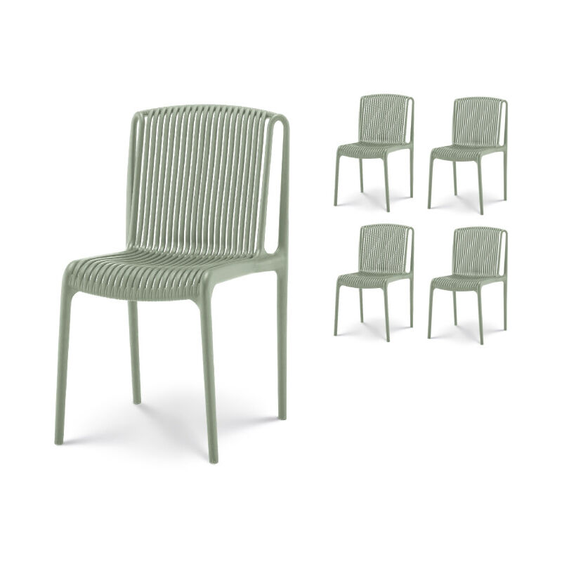 Lot de 4 chaises de Jardin ou Terrasse Vertes en Résine Polypropylène