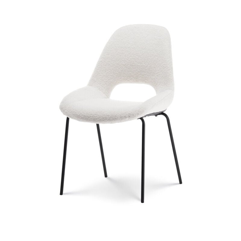 Kosmi - Chaise en tissu beige lucas aspect bouclette