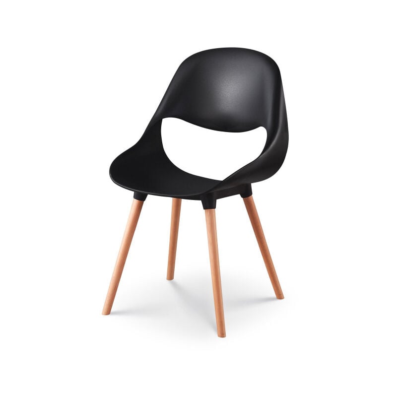 Kosmi - Chaise de salle à manger chloe noire et pieds en bois