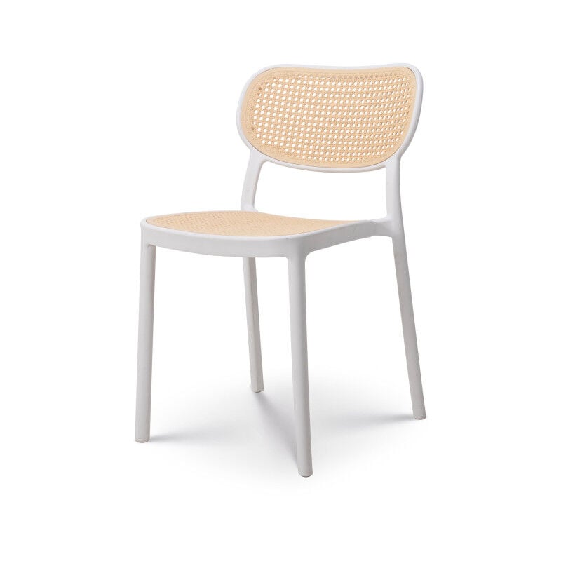 Kosmi - Chaise de salle à manger blanche style vintage