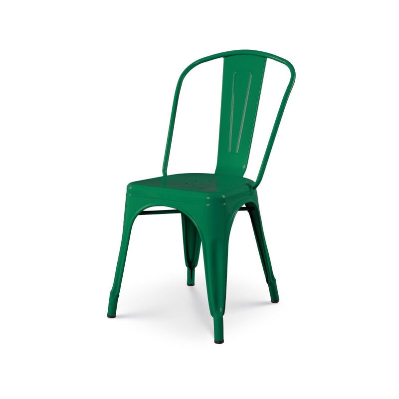 Chaise style industriel en métal vert - Finition brillant