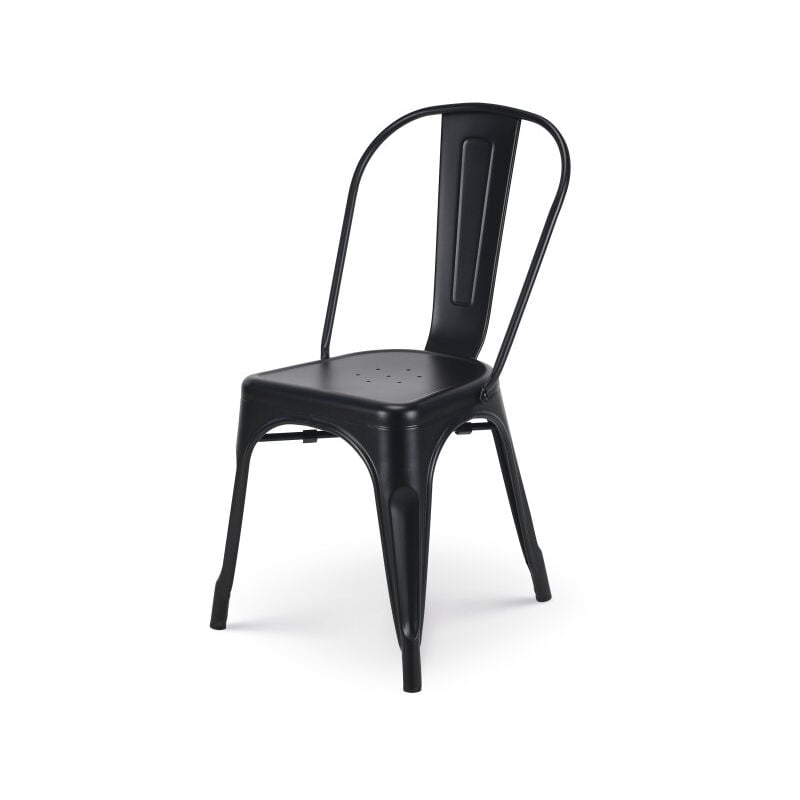 Kosmi - Chaise en métal noir style industriel - Finition mat