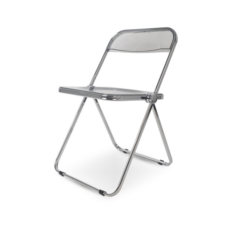 Chaise Pliable en plexiglass Couleur INOX et Gris fumé Smoke