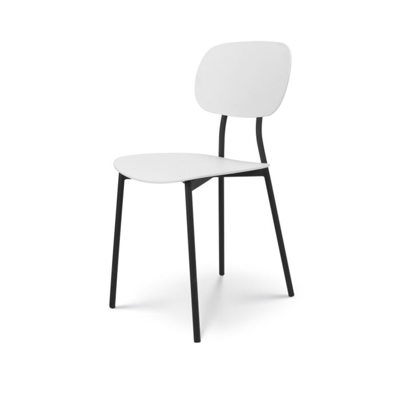 Kosmi - Chaise style contemporain blanche et pieds en métal noir - modèle lea