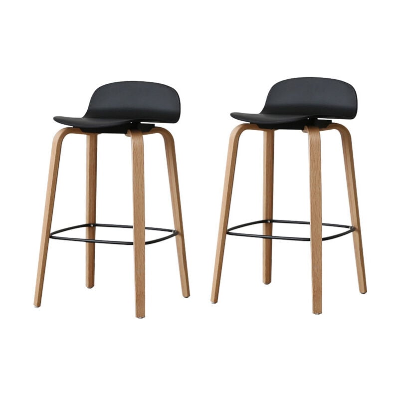 Lot de 2 tabourets de bar noirs style scandinave avec pieds en métal - Hauteur 76cm