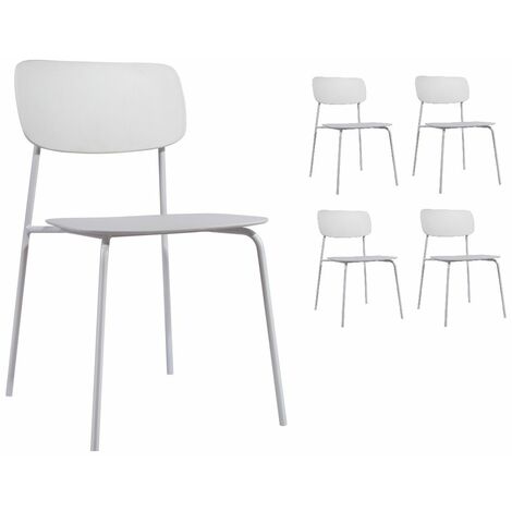 KOSMI - Lot de 4 chaises au design minimaliste coloris blanc
