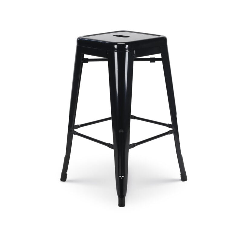 Kosmi - Tabouret de bar style industriel noir brillant - Hauteur 66 cm