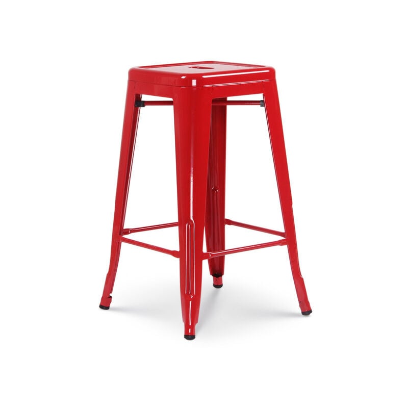 Kosmi - Tabouret de bar style industriel rouge brillant - Hauteur 66 cm