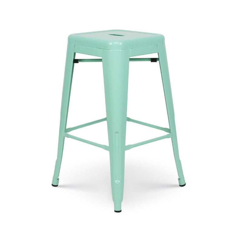 Tabouret de bar style industriel vert clair brillant - Hauteur 66cm