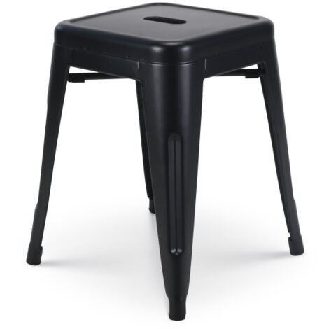 KOSMI - Tabouret en métal noir mat style industriel - Hauteur 46 cm