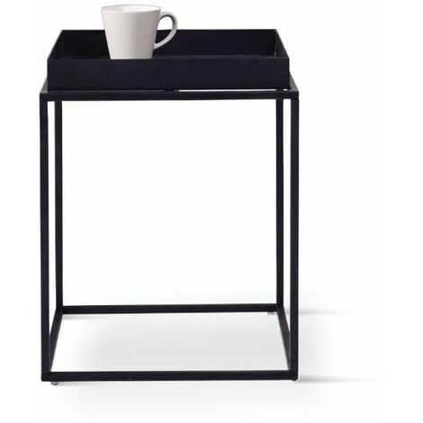 KOSMI.DE - Sofa-Endstück Niedriger Tisch aus Metall Mattschwarz Industrieller Stil 40x40x45cm - schwarz