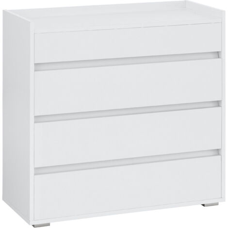 Kosmo-Commode à 4 tiroirs en planche particale blanche