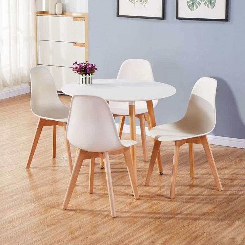 KOSY KOALA STYLISH CONTEMPORARY WOOD ROUND KITCHEN WHITE DINING TABLE