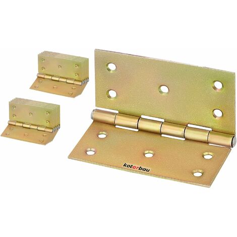 KOTARBAU® 10 cerniere per porta, 100 mm x 100 mm, zincate gialle, bordi smussati, per mobili e casse, per armadietti