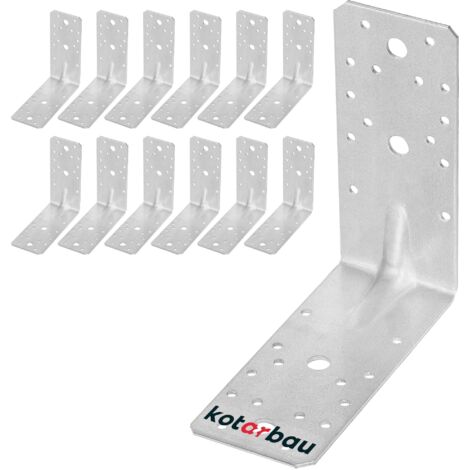 KOTARBAU® 12 Pièces Équerre De Fixation - Acier Galvanisé - 150 x 150 x 65 mm - Argent - Renfort D'Angle Métal - Équerre de Fixation Renforcée - 90 Degrés