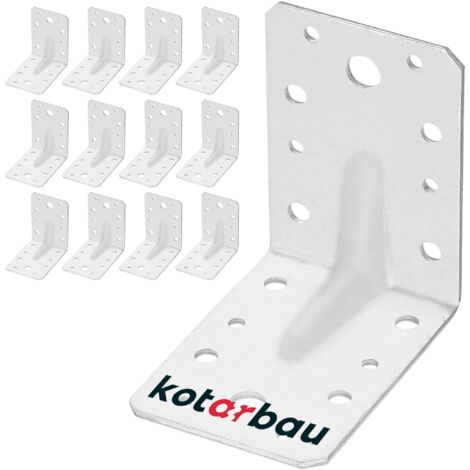 KOTARBAU® 12 Pièces Équerre De Fixation - Acier Galvanisé - 90 x 90 x 65 mm - Argent - Renfort D'Angle Métal - Équerre de Fixation Renforcée - 90 Degrés