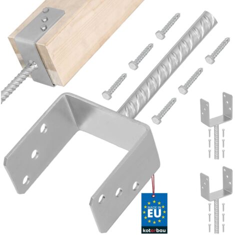 KOTARBAU® 2 pcs Support Poteau à Sceller - Acier Galvanisé - 121 mm - Argent - Pied de Poteau Bois - avec Ancrage Béton - Embase Robuste pour Clôture Jardin Terrasse
