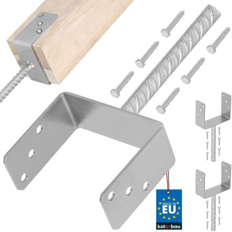 KOTARBAU® 2 pcs Support Poteau à Sceller - Acier Galvanisé - 151 mm - Argent - Pied de Poteau Bois - avec Ancrage Béton - Embase Robuste pour Clôture Jardin Terrasse