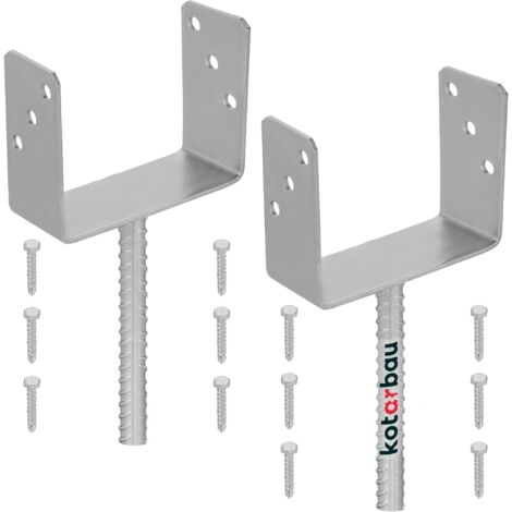 KOTARBAU® 2 pcs Support Poteau à Sceller - Acier Galvanisé - 161 mm - Argent - Pied de Poteau Bois - avec Ancrage Béton - Embase Robuste pour Clôture Jardin Terrasse