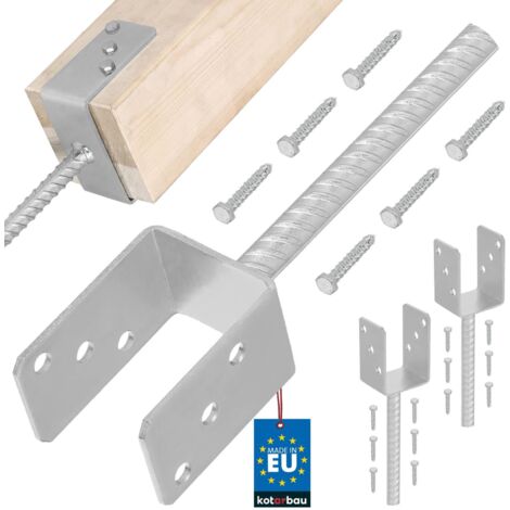 KOTARBAU® 2 pcs Support Poteau à Sceller - Acier Galvanisé - 71 mm - Argent - Pied de Poteau Bois - avec Ancrage Béton - Embase Robuste pour Clôture Jardin Terrasse