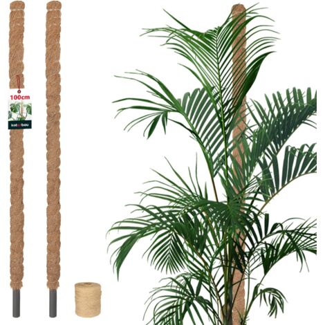 KOTARBAU® 2 pcs Tuteur Plante - Tuteur Coco -  ⌀ 2.5 x 100 cm - Fibre de Coco -  Tuteurs pour Monstera - Marron - pour Plantes Grimpantes