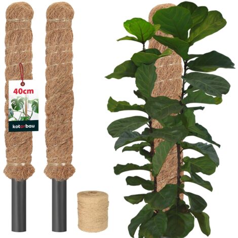 KOTARBAU® 2 pcs Tuteur Plante - Tuteur Coco -  ⌀ 2.5 x 40 cm - Fibre de Coco -  Tuteurs pour Monstera - Marron - pour Plantes Grimpantes