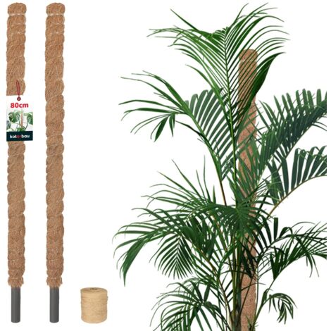 KOTARBAU® 2 pcs Tuteur Plante - Tuteur Coco - ⌀ 2.5 x 80 cm - Fibre de Coco - Tuteurs pour Monstera - Marron - pour Plantes Grimpantes