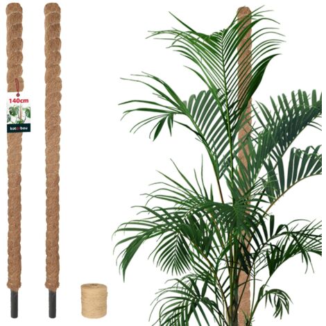 KOTARBAU® 2 pcs Tuteur Plante - Tuteur Coco - ⌀ 3.2 x 140 cm - Fibre de Coco - Tuteurs pour Monstera - Marron - pour Plantes Grimpantes