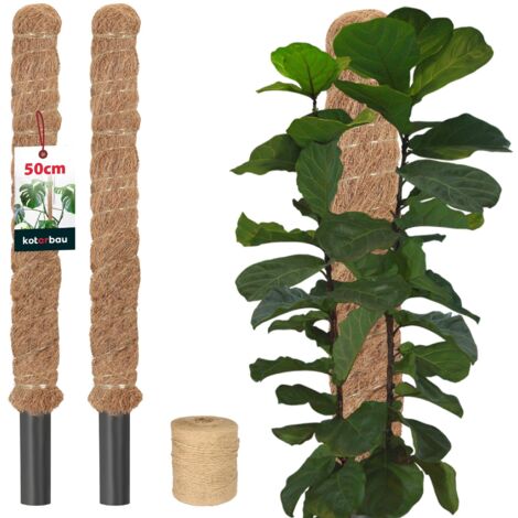 KOTARBAU® 2 pcs Tuteur Plante - Tuteur Coco - ⌀ 3.2 x 50 cm - Fibre de Coco - Tuteurs pour Monstera - Marron - pour Plantes Grimpantes