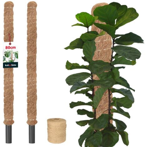 KOTARBAU® 2 pcs Tuteur Plante - Tuteur Coco - ⌀ 3.2 x 80 cm - Fibre de Coco - Tuteurs pour Monstera - Marron - pour Plantes Grimpantes