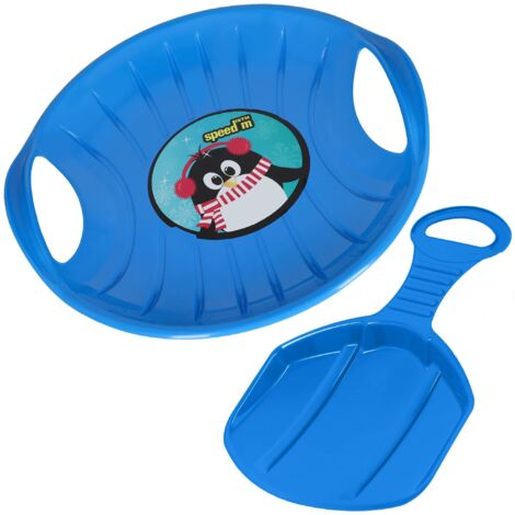 KOTARBAU® 2 Pièces Luge Enfant - PVC - 60 cm - Bleu - Luge à Neige - Traineau à Neige - Luge Pelle - avec Poignées Ergonomiques - pour Enfants Et Adultes - Résistant -  Pour Pistes Hivernales