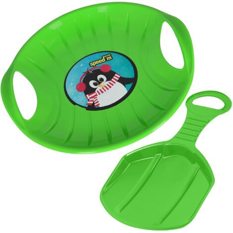 KOTARBAU® 2 Pièces Luge Enfant - PVC - 60 cm - Vert - Luge à Neige - Traineau à Neige - Luge Pelle - avec Poignées Ergonomiques - pour Enfants Et Adultes - Résistant -  Pour Pistes Hivernales
