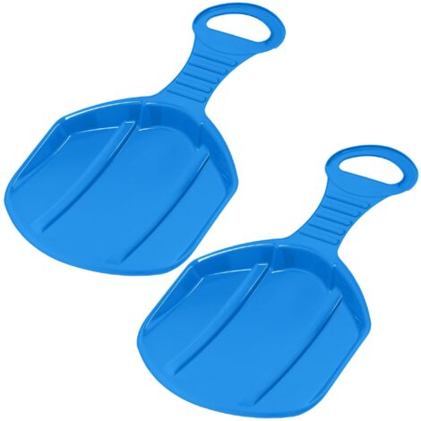 KOTARBAU® 2 pièces Luge - Plastique - 53x34x3,5 cm - Bleu - Luge à Neige - Sled - Traineau a Neige Enfant et Adulte - Traineau Léger et Résistant - Poignée Ergonomique