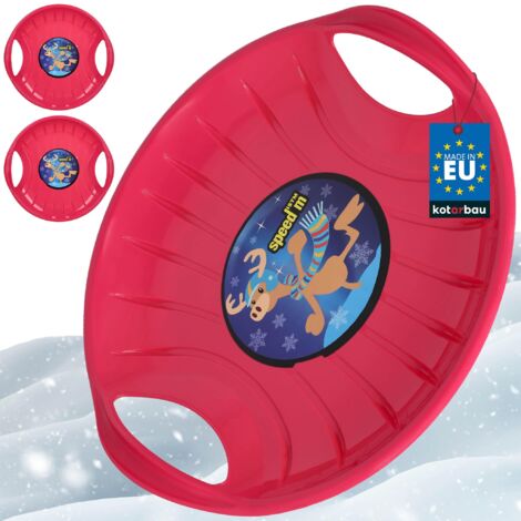 KOTARBAU® 2 pièces Luge - PVC - 60 cm - Luge Enfant - Rose - Sled - Poignées Ergonomiques -  et Adulte - Traineau à Neige - Résistant - Facile à Transporter
