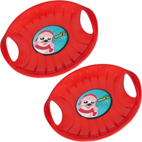 KOTARBAU® 2 pièces Luge - PVC - 60 cm - Luge Enfant - Rouge - Sled - Poignées Ergonomiques -  et Adulte - Traineau à Neige - Résistant - Facile à Transporter