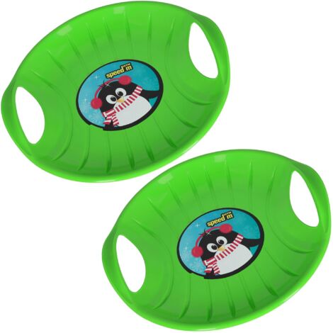 KOTARBAU® 2 pièces Luge - PVC - 60 cm - Luge Enfant - Vert - Sled - Poignées Ergonomiques -  et Adulte - Traineau à Neige - Résistant - Facile à Transporter