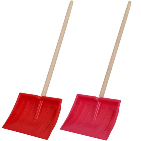 KOTARBAU® 2 pièces Pelle à Neige - plastique - 25x20 cm - Pelle Enfant - avec Manche en Bois - Ergonomique - Légère - Rose  Rouge Naturel