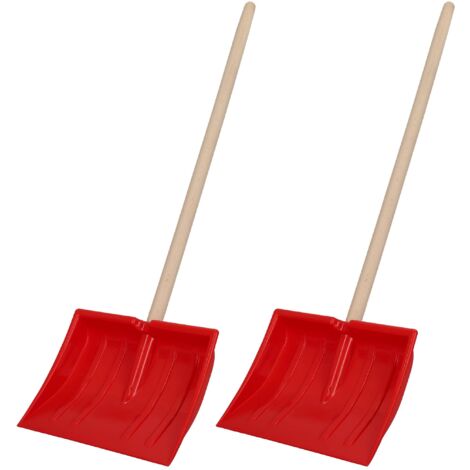 KOTARBAU® 2 pièces Pelle à Neige - plastique - 25x20 cm - Pelle Enfant - avec Manche en Bois - Ergonomique - Légère - Rouge Naturel