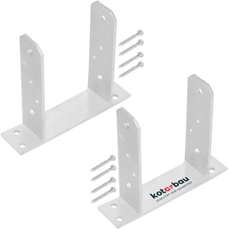 KOTARBAU® 2 Pièces Support Poteau Bois - à Visser - TT - Acier Galvanisé - 140 mm - Argent - Pied de Poteau - Fixation Robuste - Embase