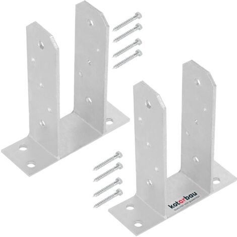 KOTARBAU® 2 Pièces Support Poteau Bois - à Visser - TT - Acier Galvanisé - 70 mm - Argent - Pied de Poteau - Fixation Robuste - Embase