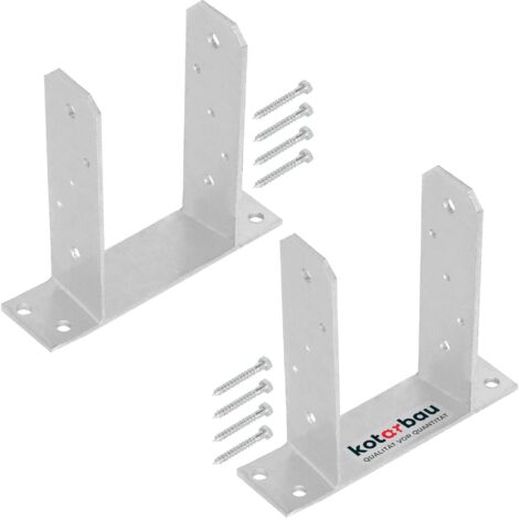 KOTARBAU® 2 Pièces Support Poteau Bois - à Visser - TT - Acier Galvanisé - 90 mm - Argent - Pied de Poteau - Fixation Robuste - Embase