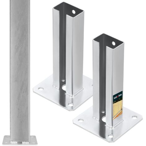 KOTARBAU®  2 Pièces Support Poteau - pour Clôture - à Visser - Pied de Poteau - Acier Galvanisé - 60 x 40 mm - Argenté - Fixation Robuste