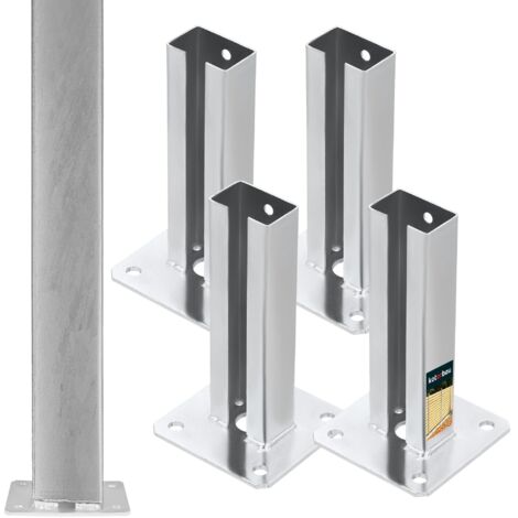 KOTARBAU®  2 Pièces Support Poteau - pour Clôture - à Visser - Pied de Poteau - Acier Galvanisé - 60 x 40 mm - Argenté - Fixation Robuste