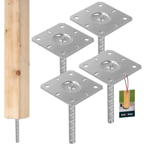 KOTARBAU® 4 pcs Support de Poteau à Sceller - Acier Galvanisé - 130 x 130 x 200 mm - Argent - Pied de Poteau - avec Ancre Béton - pour Clôture et Poutre - Robuste - Résistant à La Corrosion